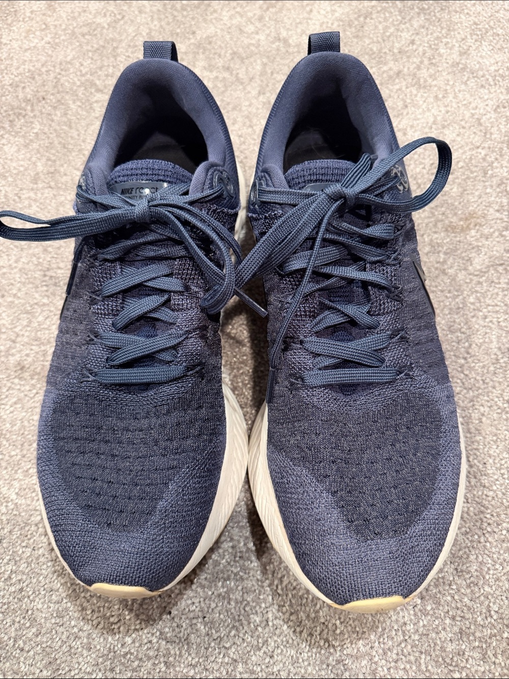 Nike Men’s Navy React Infinity Flyknit Knit Lace-Up Sneakers